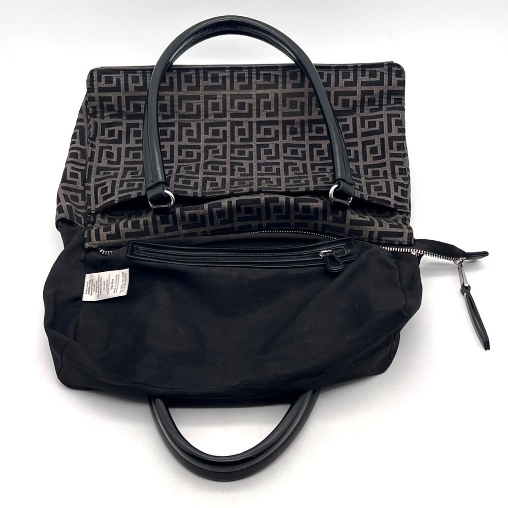 Vanessa Fiorelli Satchel Purse Black Gray Geometric Jacquard Zippers & Snaps - Picture 6 of 16